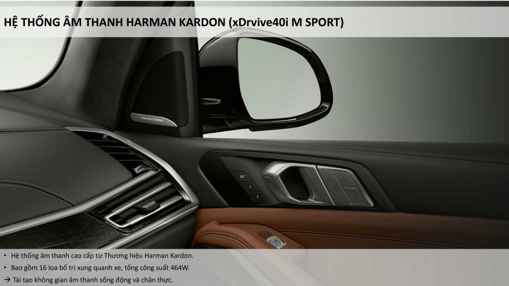 Âm thanh loa Harman Kardon trên BMW X7 M Sport.